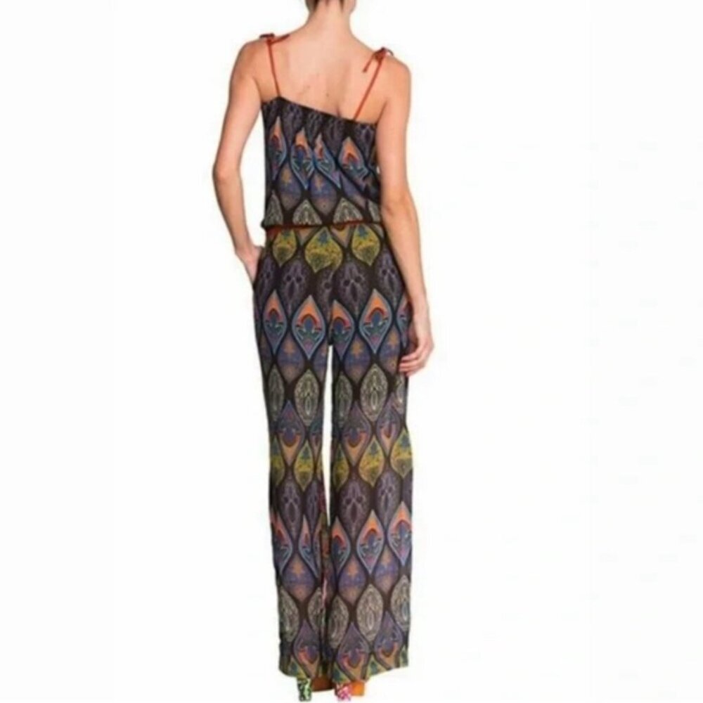 Desigual Floral Aztec Print Sleeveless Straps Wide Leg Jumpsuit 51P26D7 Size 32 - Picture 2 of 16